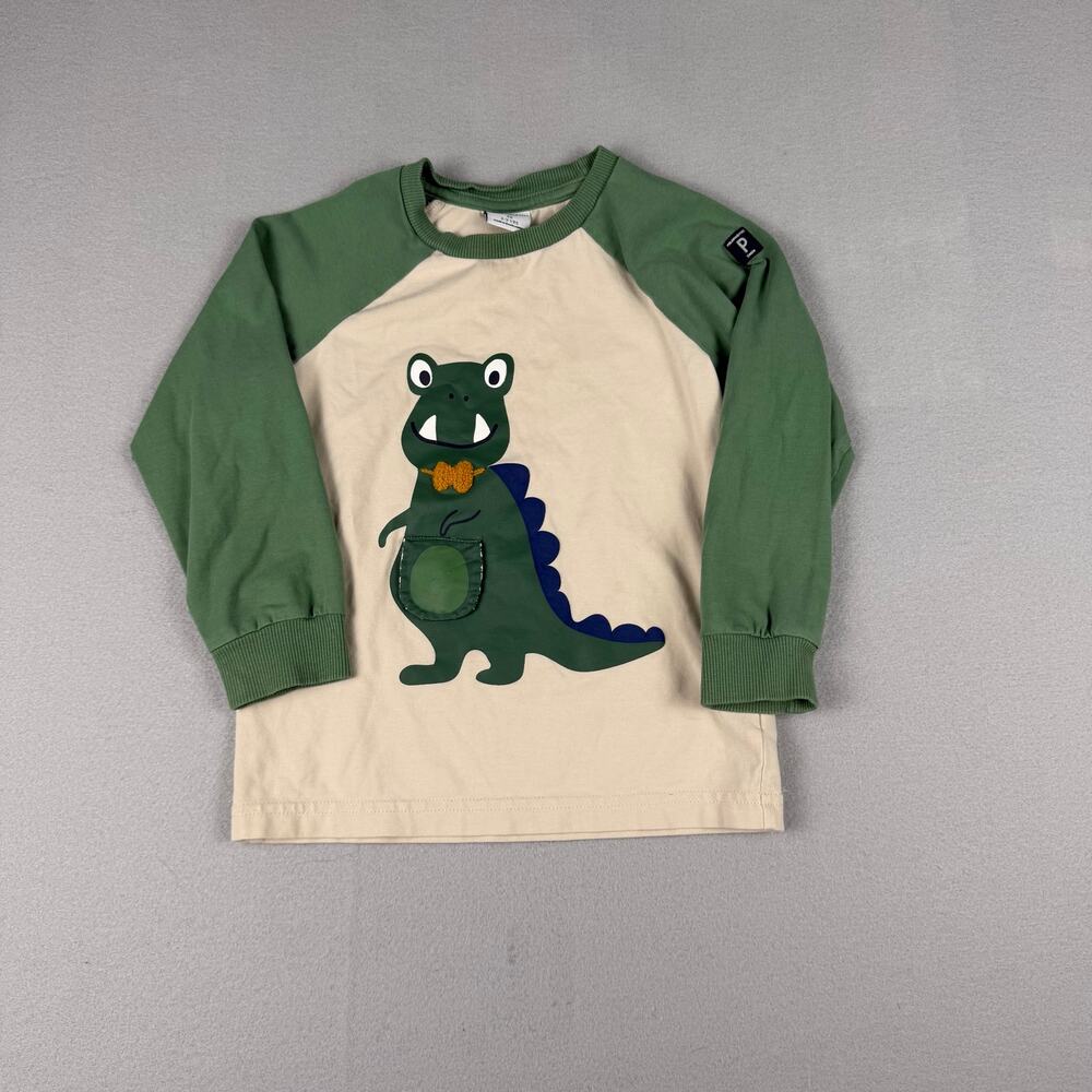 Polarn O. Pyret Dino Raglan Shirt 2-3Y Organic Cotton